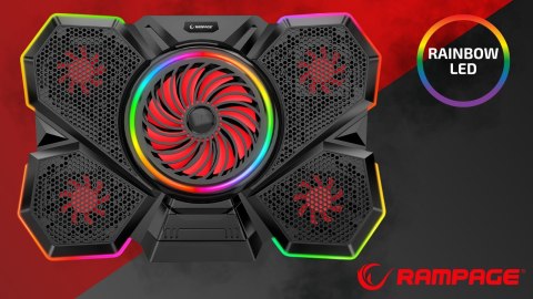 Rampage S47 CoolFlow podstawka chłodząca pod laptop 12-17 RGB regulowana