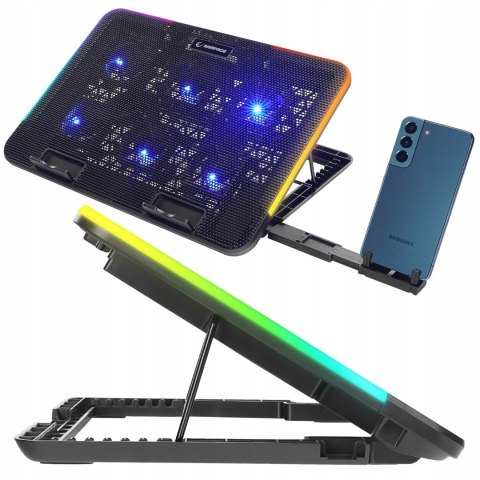 Rampage Sixpower R9 podstawka chłodząca pod laptop 15 cali RGB regulowana