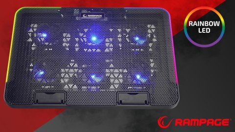 Rampage Sixpower R9 podstawka chłodząca pod laptop 15 cali RGB regulowana