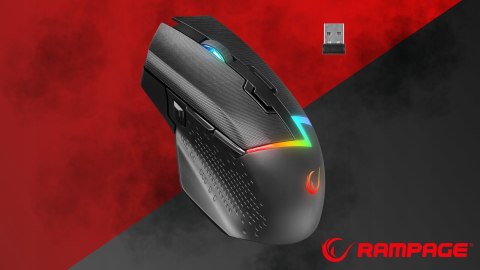Mysz Rampage DROP M3 gaming bezprzewodowa 1000Hz RGB czarna ergonomiczna