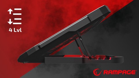 Rampage AD-RX34 podstawka chłodząca pod laptop 12-17 cali regulowana czarna