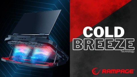 Rampage AD-RX34 podstawka chłodząca pod laptop 12-17 cali regulowana czarna