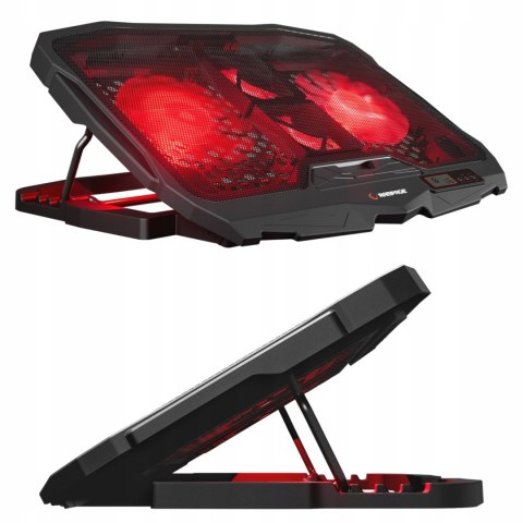 Rampage AD-RC4 Podstawka chłodząca pod laptop gaming czarna LED regulowana