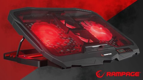 Rampage AD-RC4 Podstawka chłodząca pod laptop gaming czarna LED regulowana
