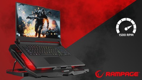 Rampage AD-RC4 Podstawka chłodząca pod laptop gaming czarna LED regulowana