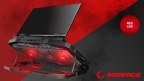 Rampage AD-RC4 Podstawka chłodząca pod laptop gaming czarna LED regulowana