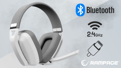 Rampage Blitz Słuchawki Gamingowe Bluetooth 5.3 Bezprzewodowe Szare