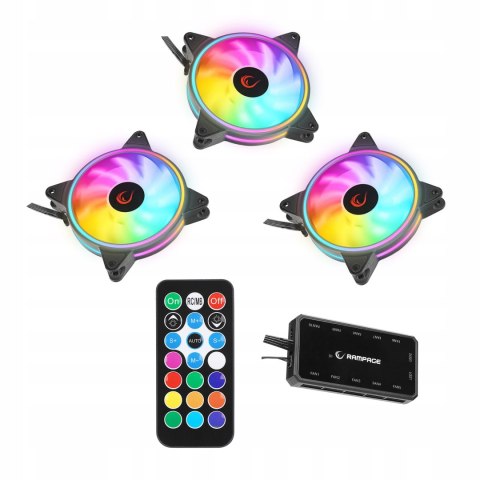 Rampage Coolwind F3 3 wentylatory 120mm ARGB kontroler wydajne ciche