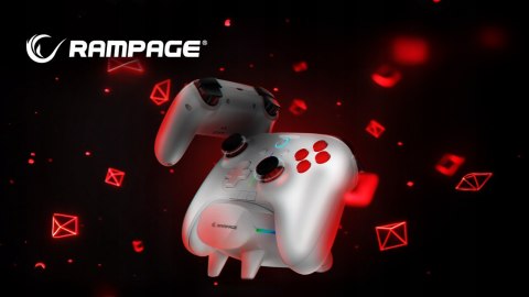 Rampage Hydra Pro kontroler RGB bezprzewodowy pad z stacją ładującą biały