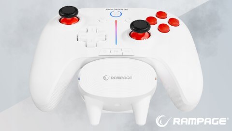 Rampage Hydra Pro kontroler RGB bezprzewodowy pad z stacją ładującą biały
