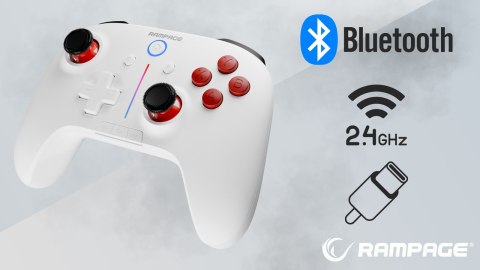 Rampage Hydra Pro kontroler RGB bezprzewodowy pad z stacją ładującą biały