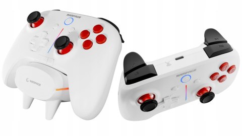 Rampage Hydra Pro kontroler RGB bezprzewodowy pad z stacją ładującą biały