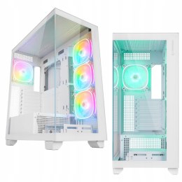 Rampage Hydra V1 Obudowa PC gaming 4x wentylator ARGB USB C USB A hub biały