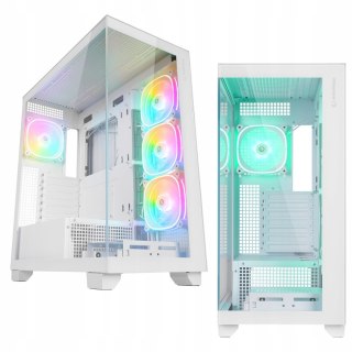 Rampage Hydra V1 Obudowa PC gaming 4x wentylator ARGB USB C USB A hub biały