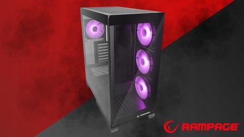 Rampage Hydra V2 Obudowa PC akwarium ARGB czarna panoramiczna gamingowa