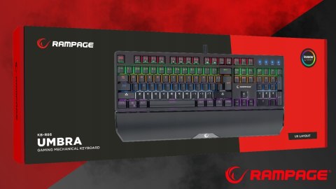 Rampage KB-R86 UMBRA Klawiatura mechaniczna Red Switch RGB czarna gaming