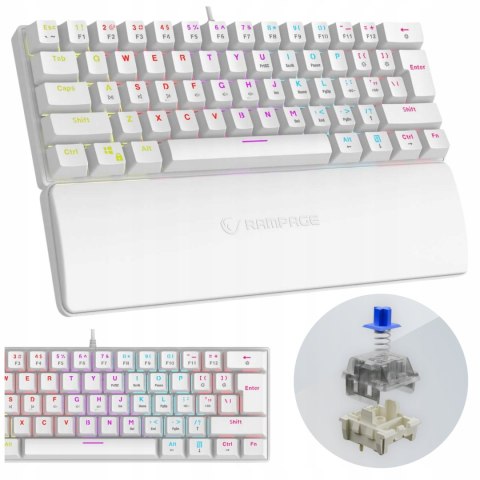Rampage Plower K60 Klawiatura Mechaniczna biała gamingowa RGB Blue Switch