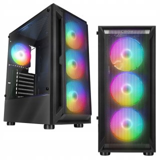 Rampage SHIVA Obudowa PC hartowane szkło 4x 120mm Rainbow czarna