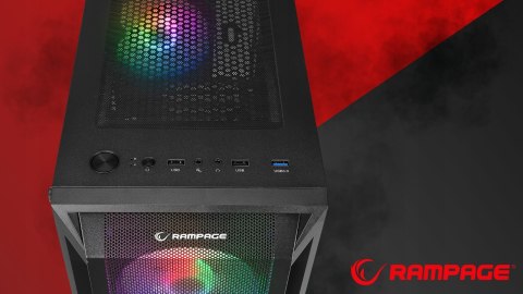 Rampage SHIVA Obudowa PC hartowane szkło 4x 120mm Rainbow czarna