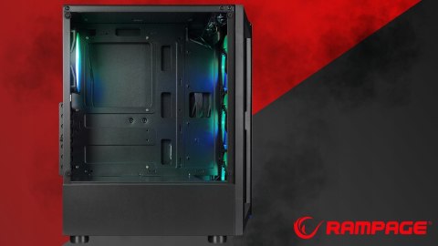 Rampage SHIVA Obudowa PC hartowane szkło 4x 120mm Rainbow czarna