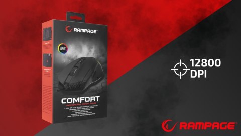 Rampage SMX G39 Comfort myszka gamingowa 12800 DPI programowalna RGB czarna