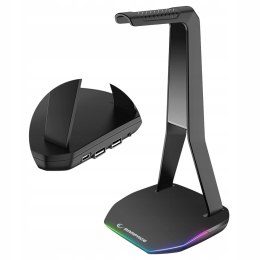 Rampage Tower T14 Stojak na słuchawki gaming RGB hub 2x USB stabilny czarny