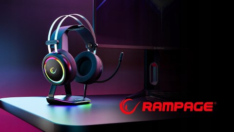 Rampage Tower T14 Stojak na słuchawki gaming RGB hub 2x USB stabilny czarny