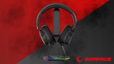 Rampage Tower T14 Stojak na słuchawki gaming RGB hub 2x USB stabilny czarny