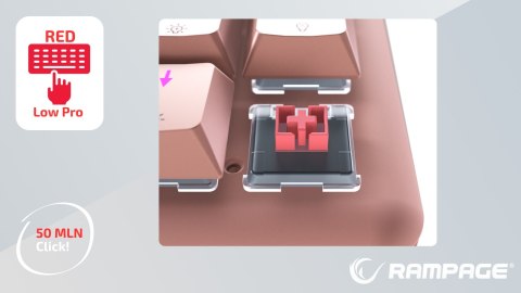 Klawiatura Rampage REBEL mechaniczna niskoprofilowa gamingowa różowa