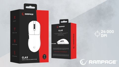 Rampage Clax Mysz bezprzewodowa gaming ultralekka 54 g 24000 DPI