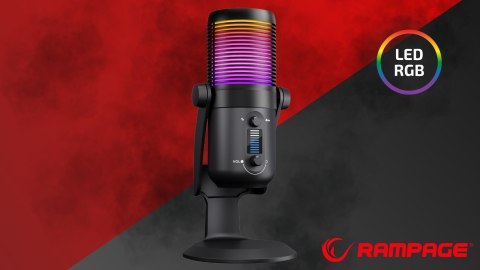 Rampage Diyez mikrofon gamingowy dotykowy RGB USB C czarny