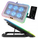 Rampage FREEZ Podstawka chłodząca laptopy 9-17 6 wentylatorów RGB srebrna