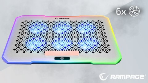 Rampage FREEZ Podstawka chłodząca laptopy 9-17 6 wentylatorów RGB srebrna