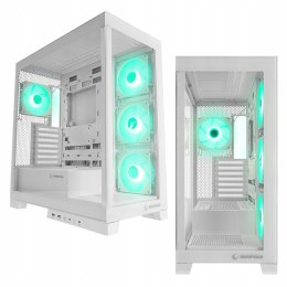 Rampage Hydra V2 obudowa PC akwarium ARGB biała trzy panele szkło hartowane