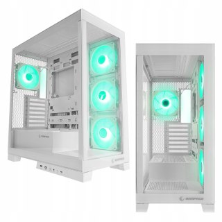 Rampage Hydra V2 obudowa PC akwarium ARGB biała trzy panele szkło hartowane