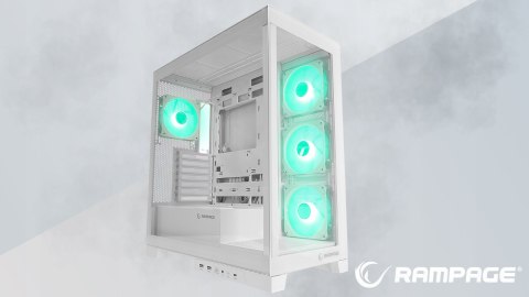 Rampage Hydra V2 obudowa PC akwarium ARGB biała trzy panele szkło hartowane