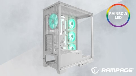 Rampage Hydra V2 obudowa PC akwarium ARGB biała trzy panele szkło hartowane