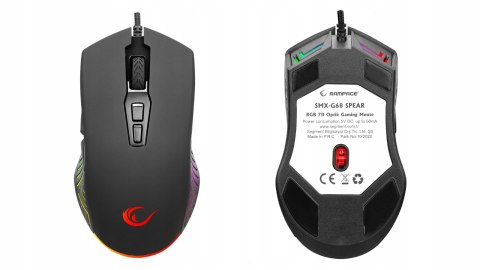 Rampage Mysz SPEAR V2 gamingowa RGB 12800 DPI 1kHz makro