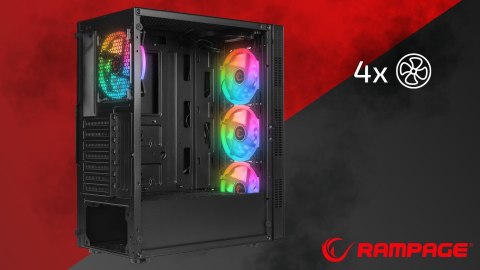Rampage PLAID V1 Obudowa PC Mid Tower RGB okno hartowane czarna gamingowa