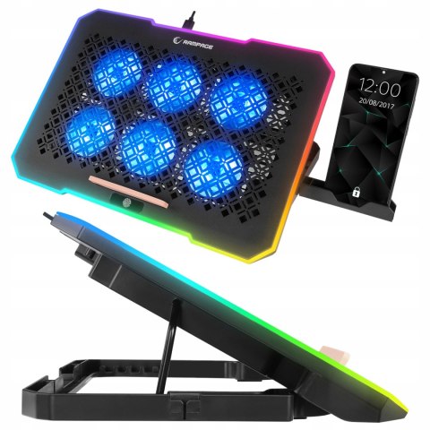 Rampage S48 FREEZ Podstawka chłodząca pod laptop 9-17 RGB 6 wentylatorów