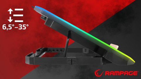 Rampage S48 FREEZ Podstawka chłodząca pod laptop 9-17 RGB 6 wentylatorów