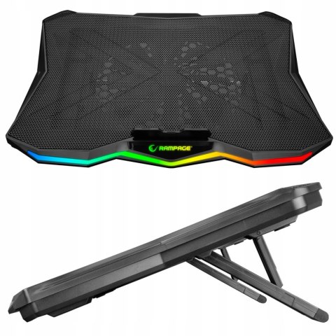 Rampage Showy AD-RC8 podstawka chłodząca pod laptop 10-17 RGB regulowana