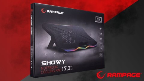 Rampage Showy AD-RC8 podstawka chłodząca pod laptop 10-17 RGB regulowana