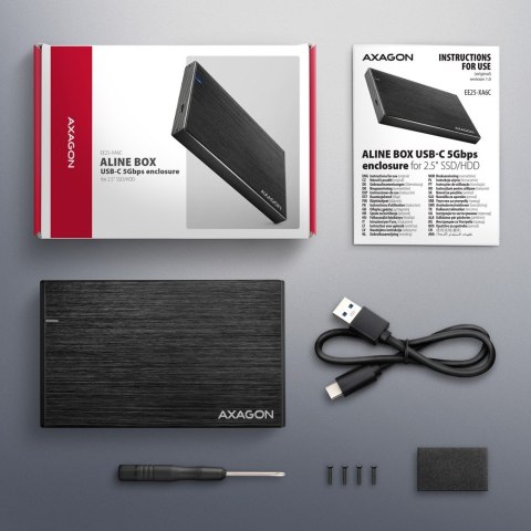 AXAGON EE25-XA6C Obudowa zewnętrzna aluminiowa, USB-C 3.2 Gen 1 SATA 6G 2.5" 5Gbps