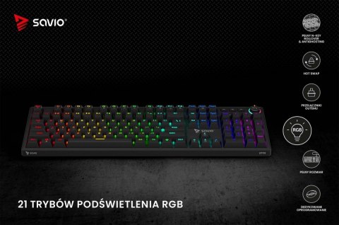 Savio Klawiatura mechaniczna STYX Outemu Brown Hot Swap RGB