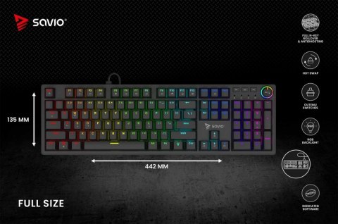 Savio Klawiatura mechaniczna STYX Outemu Brown Hot Swap RGB