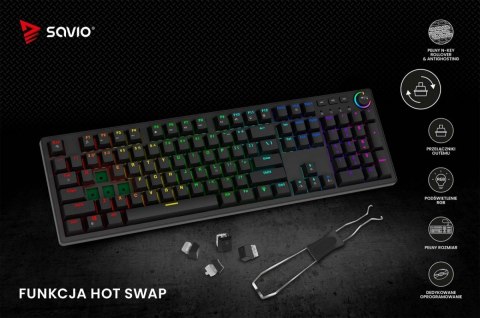 Savio Klawiatura mechaniczna STYX Outemu Peach Silent Hot Swap RGB