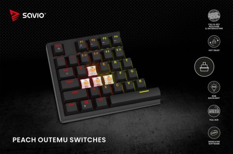 Savio Klawiatura mechaniczna STYX Outemu Peach Silent Hot Swap RGB