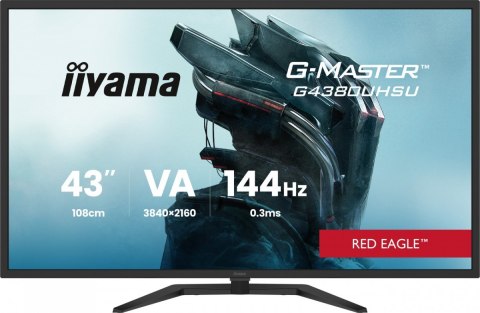 IIYAMA Monitor G-Master 42.5 cala G4380UHSU-B2 4K,VA,2xHDMI,2xDP,0,3ms,144Hz,550cd, 4000:1, USB HUBx4, 2x7W,