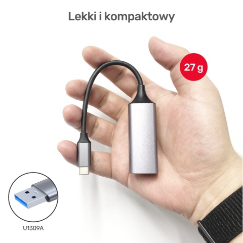 Adapter USB C Unitek RJ45 1000 Mbps Gigabit kompaktowy aluminiowy szybki
